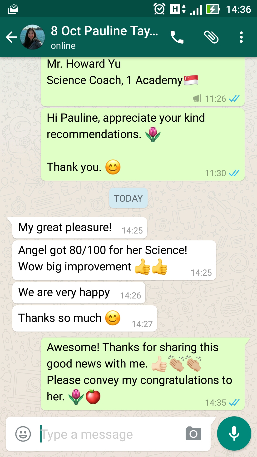 Testimonial from Pauline Tay